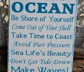 Advice From The Ocean, Beach Sign, Beach Decor, Coastal Sign, Wood, Hand Painted