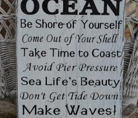 Beach Decor, Beach Sign, Advice From The Ocean Sign, Coastal Decor, Hand Painted
